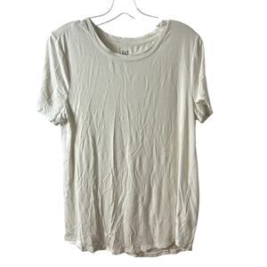 Gap Luxe Short Sleeve Crew Tee Womens Size Medium White NWOT